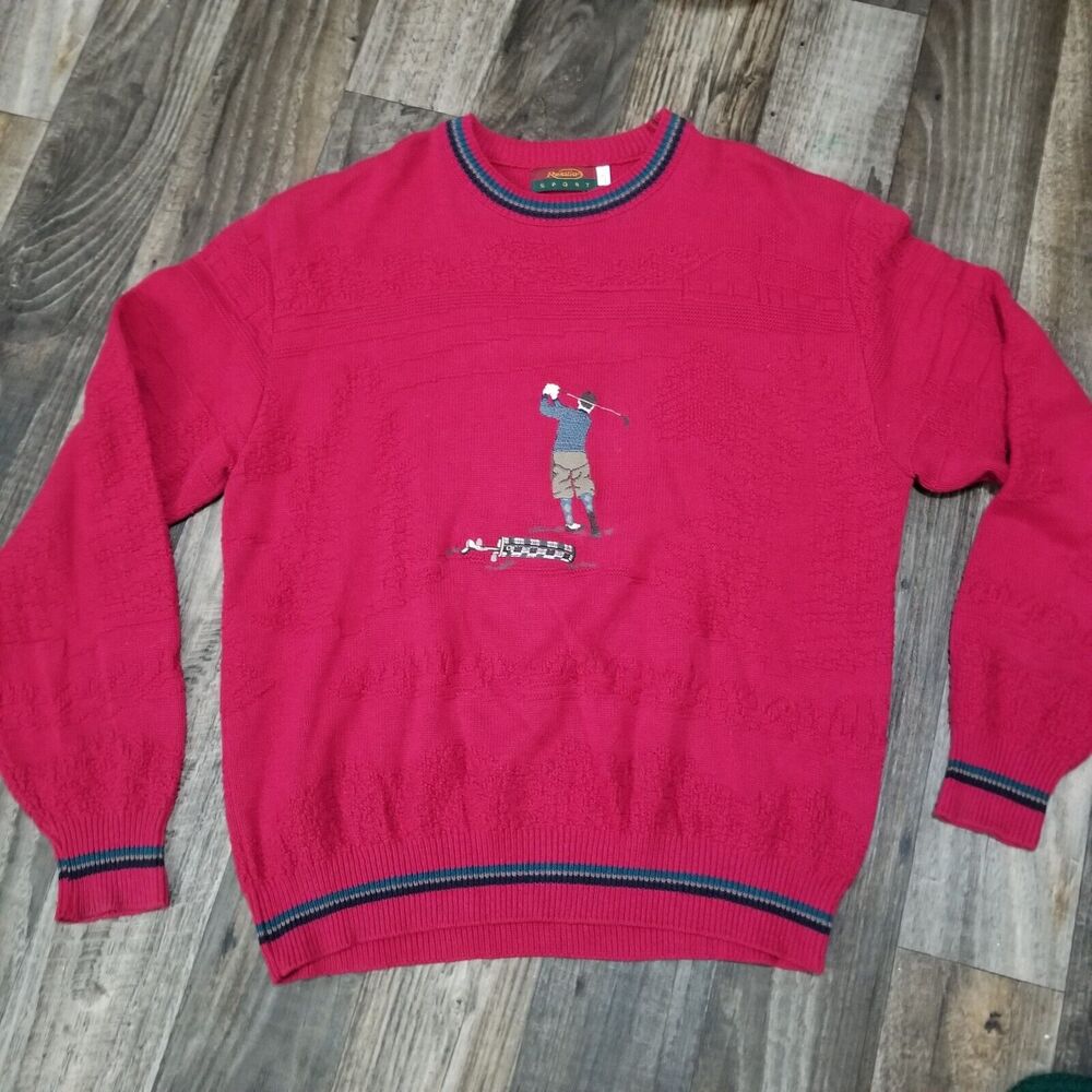 Vintage Heavyweight Resilio Sport Sweater Mens Large Red‎ Golf Golfing